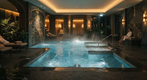 High-end luxury spa interior with hydrotherapy pool